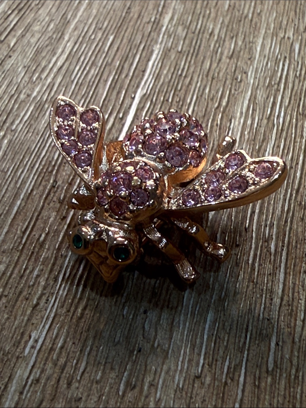 Rose Gold-Tone Bee Brooch with Pink Crystal Accents
